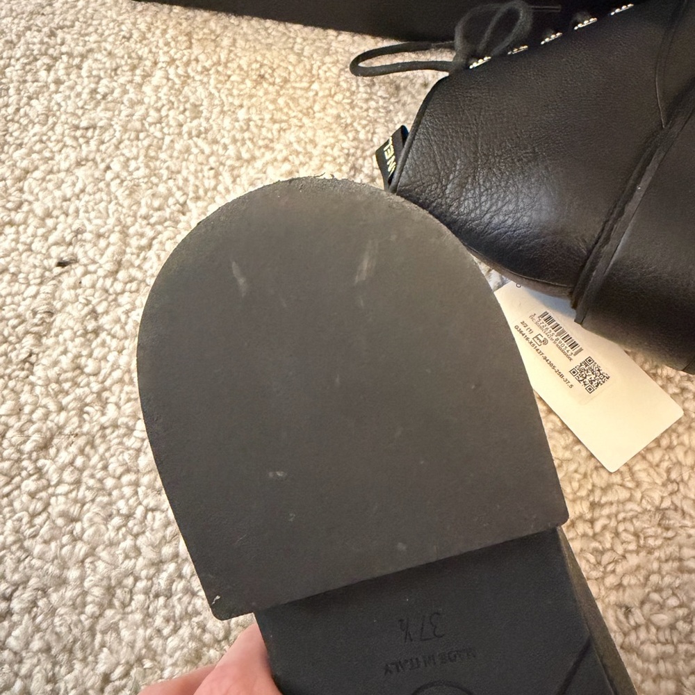 CHANEL Black Leather Lace-Up Platform Boots with Logo Cap - Picture 13 of 14